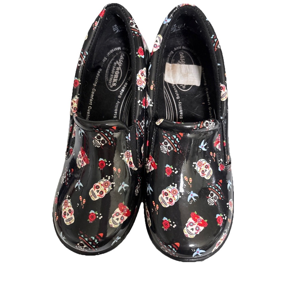 Halloween✨ Easy Work by Easy Street✨ Day of the Dead Slip On Clogs Mules Shoes - Picture 7 of 8